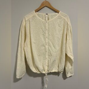 Free People Cotton Eyelet Stars Align Top, Cream, Size Large